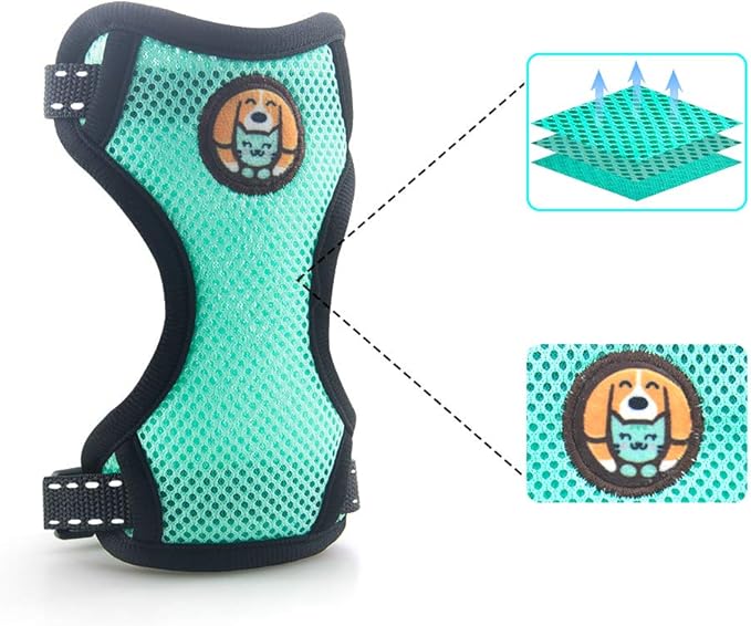 Cat Harness and Leash Escape Proof, Adjustable Cat Kitten Puppy Walking Jacket with Metal Leash Ring, Soft Breathable Small Pet Vest (M)