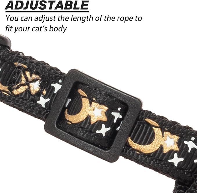 Cat Harness and Leash Set - Escape Proof Adjustable for Outdoor Walking with Safety Buckle for Small Animals Glow in The Dark