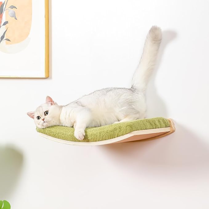 Cat Wall Shelves,Wall Mounted Cat Wall Furniture,Curved Cat Shelves and Perches for Wall,Floating Cat Wall Bed Cat Shelf with Comfortable Cat Cushion