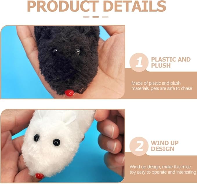 balacoo 4pcs Plush Clockwork Mouse Small Dog Toy Animals Toys pet Toys Soft Toy cat Teaser Toy cat mice Toys Stuffed Rat Toy Mouse cat Mouse Wind up Mouse cat Toy Fake Mouse Puppy Plastic