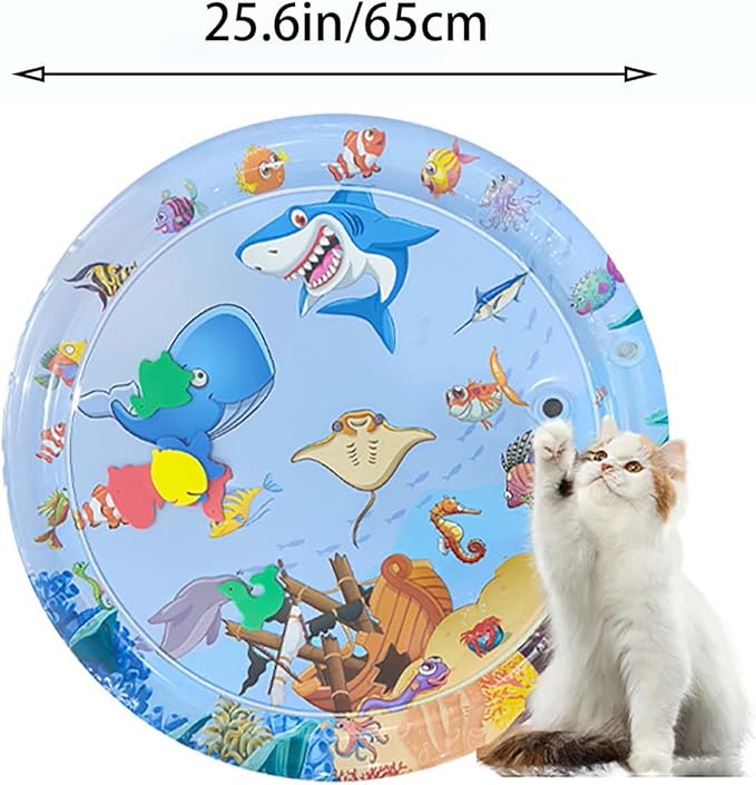 Sensor Water Playmat for Cats, Water Mat for Puppy Play, Sensory Water Mat for Cats, Durable Water Sensory Playmat for Pet Play, Water Sensor Mat, Water Sensory Pad Water Play, Medium(Round)