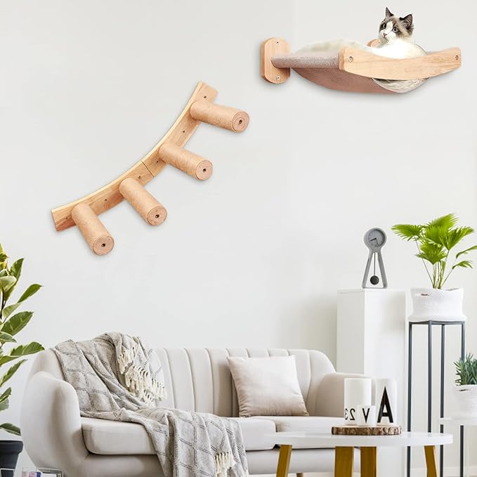 Cat Hammocks Shelf for Wall - Indoor Modern Cat Wall Furniture & Beds, Large Cat Floating Shelves and Perches for Wall, Sturdy Soft Cat Wall Bed for Climbing, Playing, Sleeping, Lounging