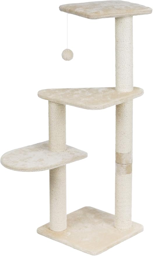TRIXIE Pet Products Altea Cat Tree (Beige with paw prints), large (16 x 16 x 46 in.) (43884)