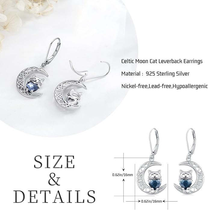 925 Sterling Silver Cat Earrings Cute Animal Kitten Stud Earrings cat Jewelry Gifts for Women Girls Hypoallergenic Earrings for Sensitive Ears