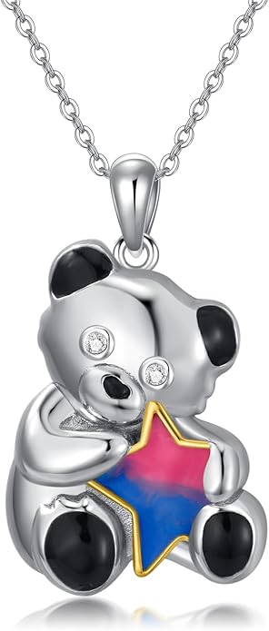 925 Sterling Silver Lab Grown Diamond Animal Necklace Cat/Bear/Bee/Dolphin/Dragonfly/Horse/Hummingbird/Koala/Parrot/Penguin/Pigeon/Sea Turtle/Starfish Lab Grown Diamond Necklace Gift for Women