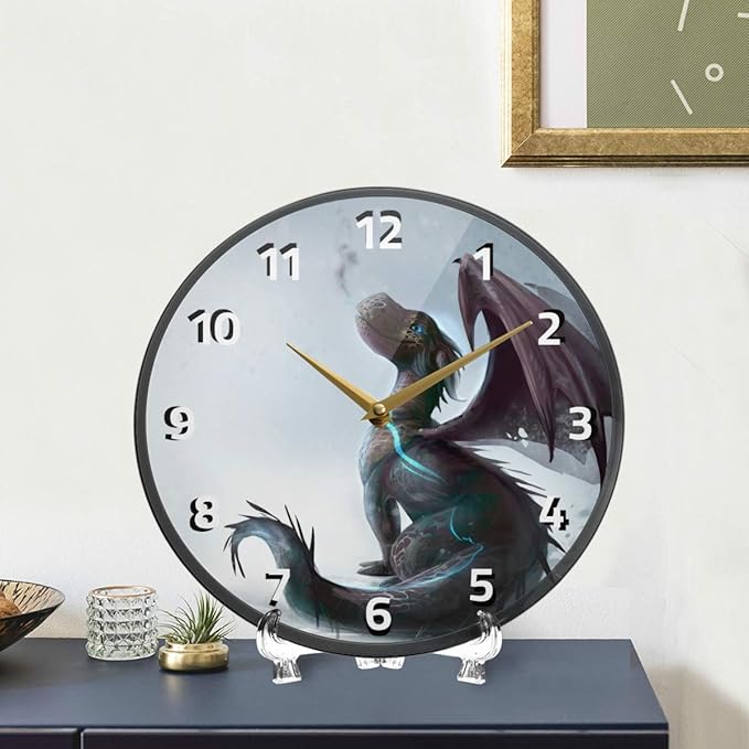 ALAZA Cute Dragon The Snow Wall Clock Battery Operated Silent Non Ticking Clocks for Living Room Decor 12 Inch / 9.5 Inch