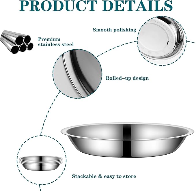 5Packs Cat-Bowls Cat Food Bowl - 6.1 Inch Stainless Steel Cat Food Bowl for Indoor Cats Shallow and Wide Cat Wet Food Bowl Pet Feeding Bowl Whisker Fatigue Relief Cat Bowl for Kitten Puppy Small Dog