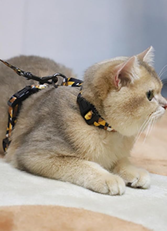 Cat Harness Escape Proof Cat Harness and Leash Set for Walking Soft Adjustable Kitten Harness for Small Large Cats(Multicolor4)