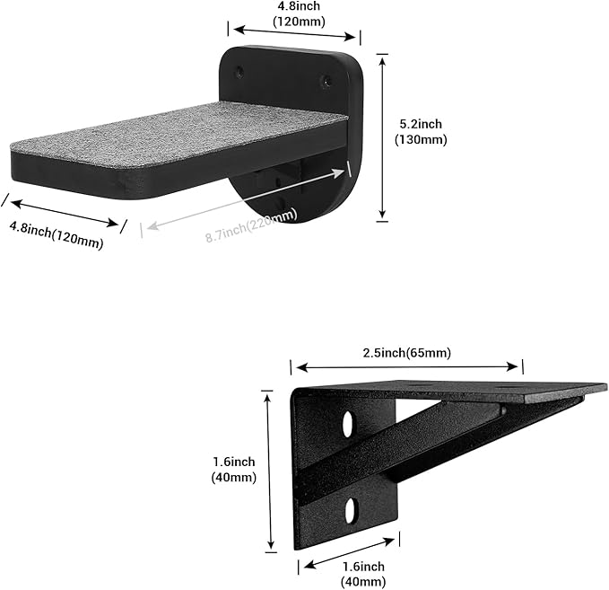 Set of 3 Black Natural Wood Paited Cat Wall Floating Steps Climbing Shelves - Wall Mounted Cat Stairs Ladder, Cat Shelf Platform and Perches for Wall - Holds up 35lbs