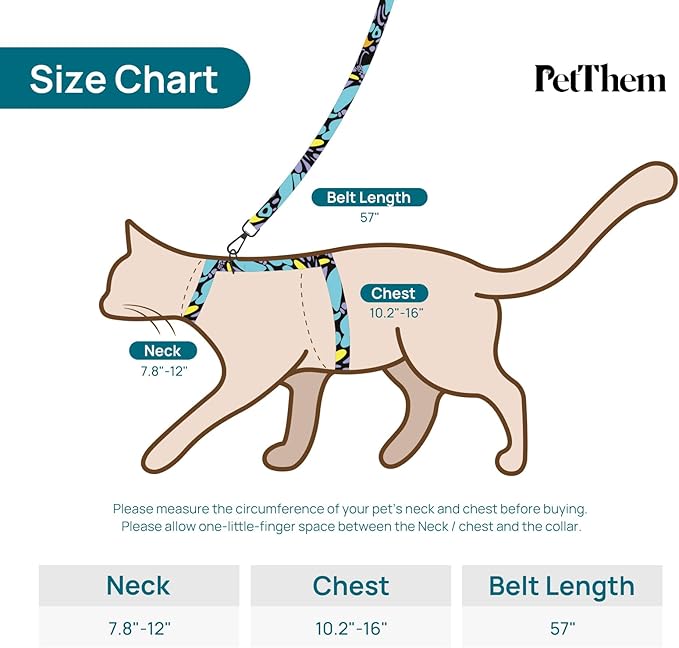Cat Harness and Leash Set - Escape Proof Vest Harness for Cat, Comfortable Soft Lightweight, Easy Adjustable Cat Collar Harness for Small Medium Large Cats (Butterfly Magic)