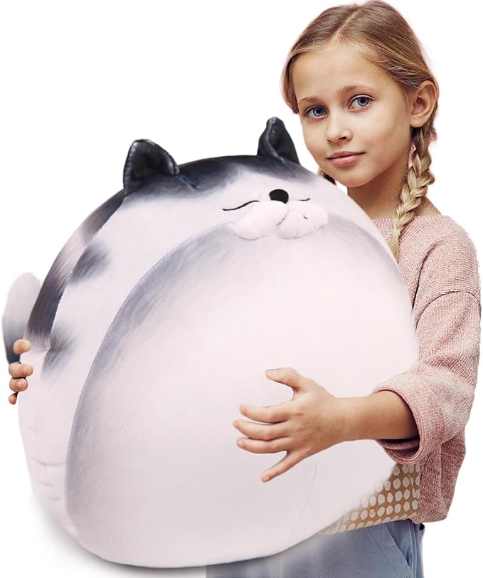 ARELUX 18In High Chubby Cat Plush Pillow, Cute Fat Kitty Cat Stuffed Animal Soft Kitten Adorable Hugging Pillow Anime Plushies,Funny Toy Birthday for Adults Friends