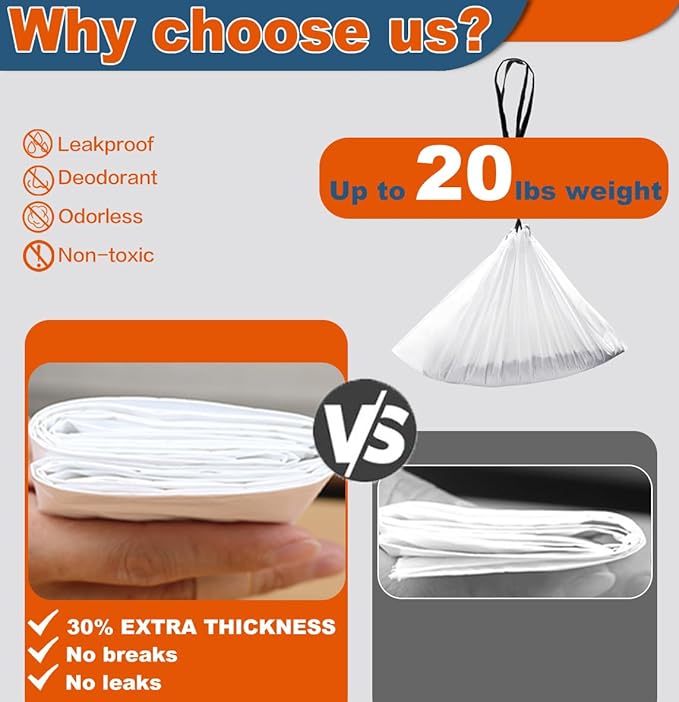 160 Count Cat Litter Box Liners with Drawstring, Compatible with Litter Box Robot 3 & 4, Cat Litter Bag Replacement, Self-Cleaning Cat Litter Trash Bags, 10-12 Gallons