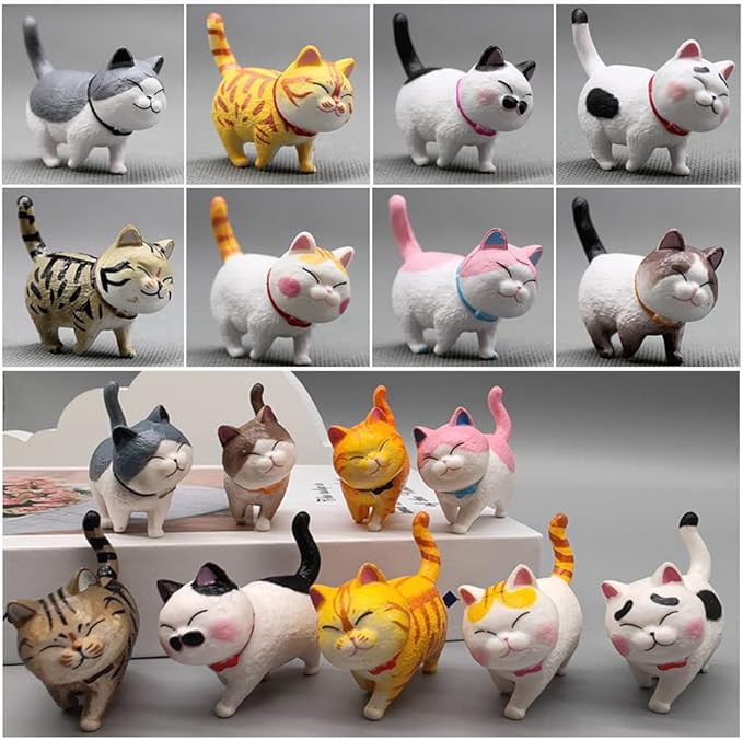 9 PCS Cute Cats Figures,Realistic Small Cat Figurines Party Favors,Christmas Birthday Gift,Home Décor,Cake Decoration