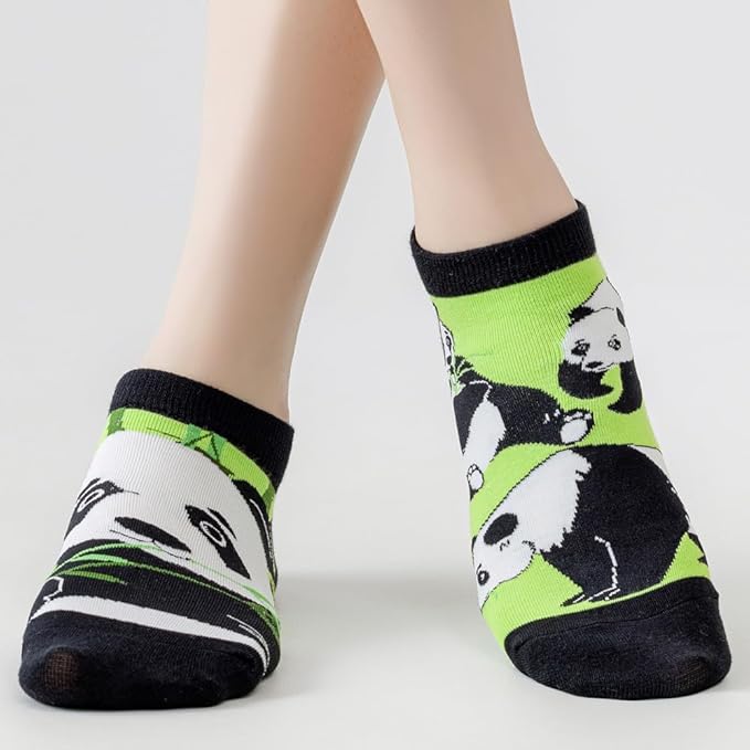 2 Pairs Funny Cartoon Animal Print Cotton Ankle Socks for Women Teens