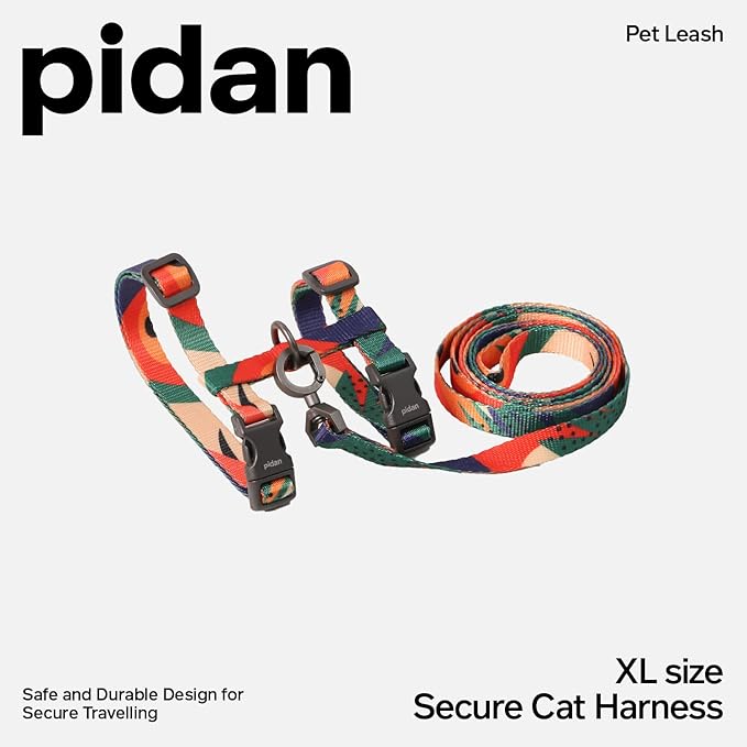 pidan Cat Harness and Leash Set, XL Size for Large Cats, Escape Proof - Adjustable Kitten Harness for Large Small Cats, Lightweight Soft Walking Travel Petsafe Harness (Multicolor-XL Size)