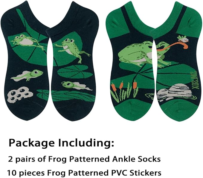 2 Pairs Funny Cartoon Animal Print Cotton Ankle Socks for Women Teens