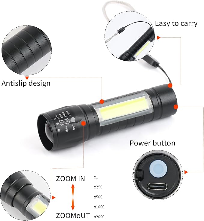5 Pack Mini Small Pocket LED Flashlight USB-C Rechargeable High Lumens Bright Powerful EDC Flash Lights - Aluminum Handheld Flashlight Bulk for, Portable Camping Christmas Gifts