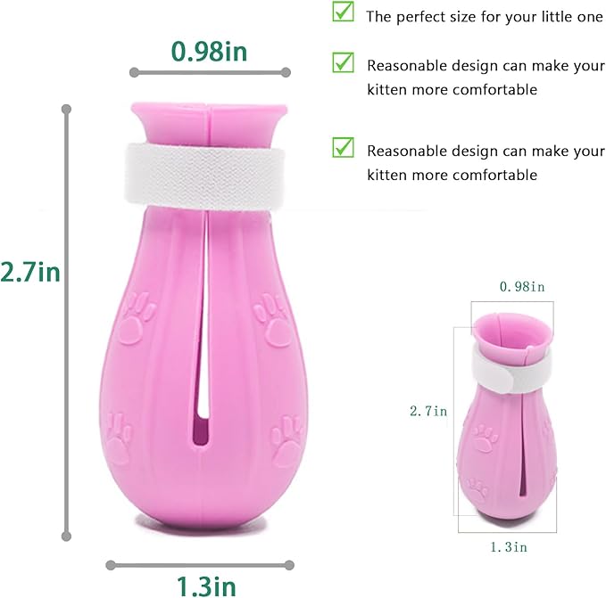 Anti-Scratch Silicone cat Shoes,Cat Claw Covers,Adjustable Multifunctional Anti-Bite Shower net Bag，Cat Grooming Mesh Bag, Pet Medical Shoes,Cat Bathing Bag (Pink)