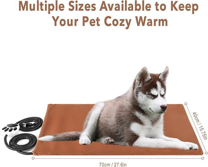 On/Off Switch Electric Pet Heating Pad with Chew Resistant Cord and 2PCS Machine Washable Cover,Indoor Heated Pet Bed Warmer,for Cat Beds and Dog Bed 27.6" X15.7" Medium Size