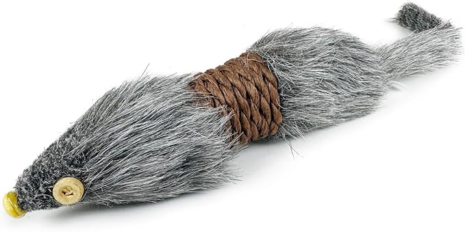 2PCS Cat Mice Toys,Faux Fur Cat Large Size Mice Toys with Plastic Body, Interactive Catch Play Mouse Toy for Indoor Cats,Kittens