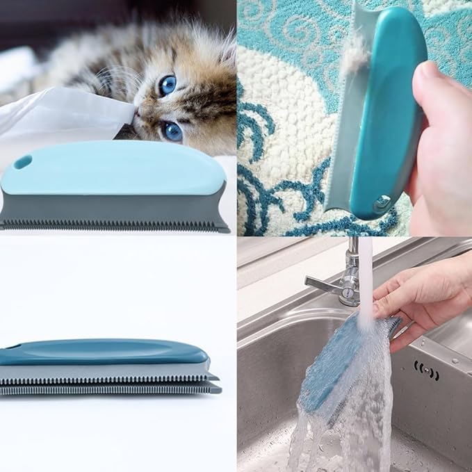 2 Pack Pet Hair Remover Fuzz Lint Removal Tool Loose Fur Scraper Brush Grooming Comb Cleaner for Cat Dog Rabbit Kitten Sofa Bed Carpet Rake Rug Fabric Couch Furniture Car Interiors