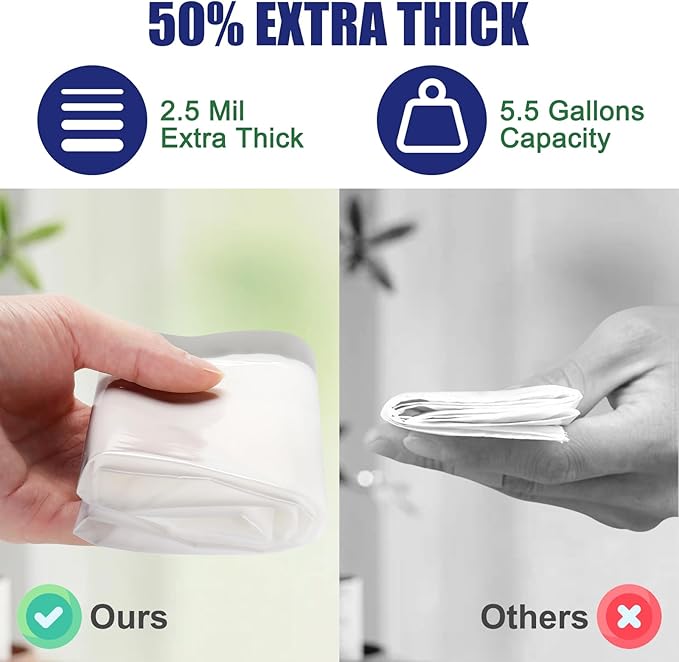 60 Pack Litter Box Robot 3 and 4 Waste Bags, 2.5 Mils Extra Thick Litter Box Liner, Box Drawstrings Closure Waste Bags for Self-Cleaning Litter Box, 10 Gallons