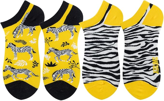 2 Pairs Funny Cartoon Animal Print Cotton Ankle Socks for Women Teens