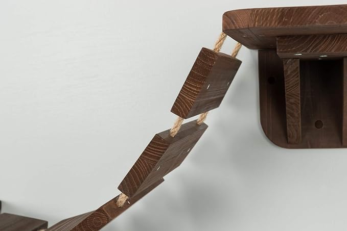TRIXIE Wall Mount Cat Bridge, Three Platforms Linked by Bridge, Brown