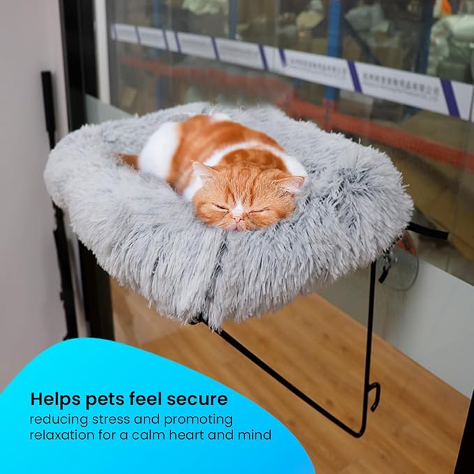 Cat Window Perch- 2 in 1 Cat Bed Window, Cat Window Hammock and Seat for Cats Inside, Cat Window Box for Indoor and Large Cats, Cat Window Shelf, Cat Ledge for Window Sill, Hamaca para Gatos.