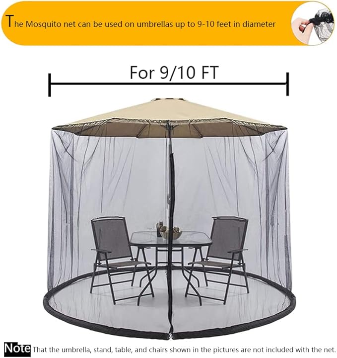 10FT Mosquito Net for Patio Umbrella Outdoors Screen Polyester Hanging Tent （Mosquito Net Only） (10FT)