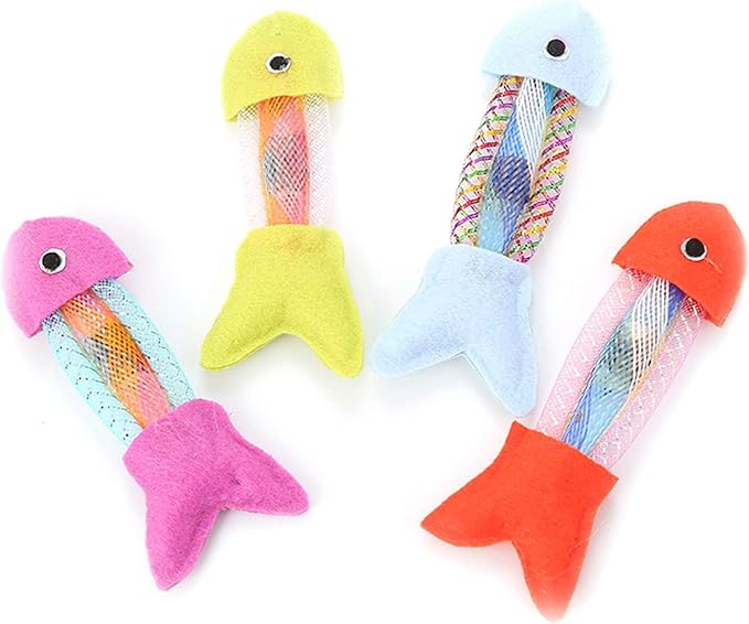 1Pc Yellow Cartoon Fish Hose Spring Bouncing Cat Toy Boredom Relieve Pet Cat Mice and Animals Toys