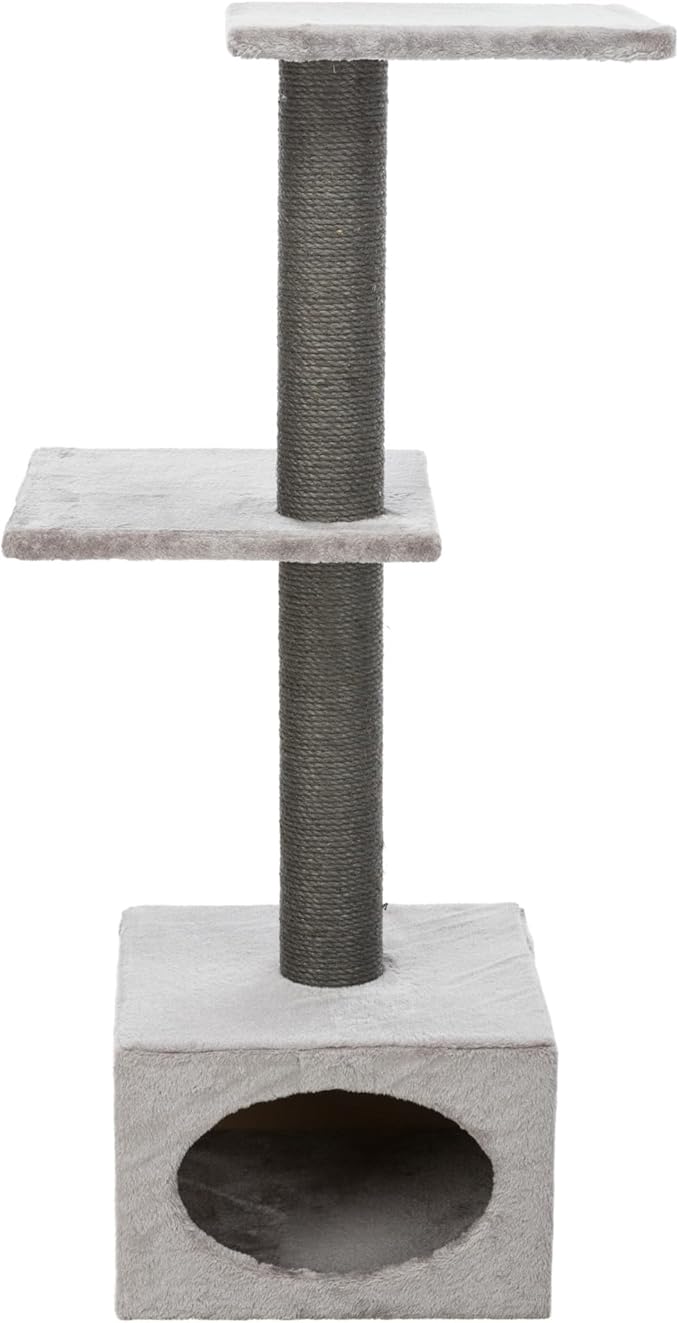 TRIXIE Badalona Gray Cat Tower with Scratching Posts, Condo, Two Platforms 19 LBS