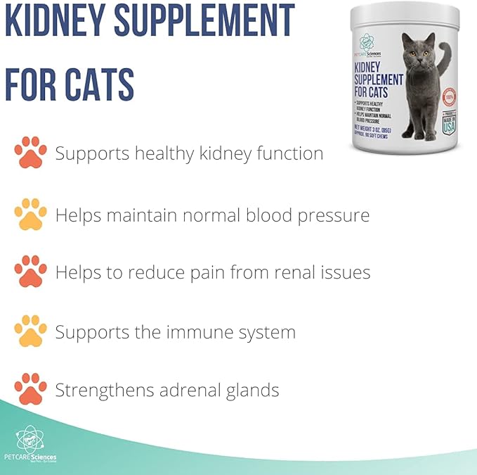 Approx 90 Servings Cat Kidney Support Chews - Feline Kidney Restore - Renal Cat Treats - Cats Kidney Support Supplement - Urinary Tract Irritations Control for Cat - Made in The USA