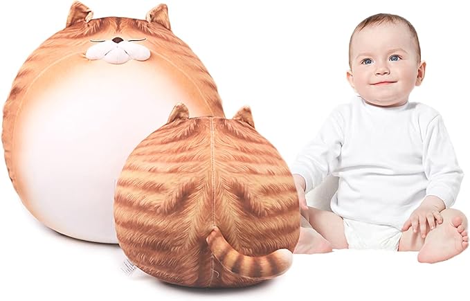 ARELUX 18In High Chubby Cat Plush Pillow, Cute Fat Kitty Cat Stuffed Animal Soft Kitten Adorable Hugging Pillow Anime Plushies,Funny Toy Birthday for Adults Friends