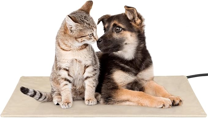 NICREW Pet Heating Pad for Dogs and Cats, Heated Dog Bed with Steel-Wrapped Cord and Soft Fleece Cover, 27.5 x 17.5 Inches, 50 Watts