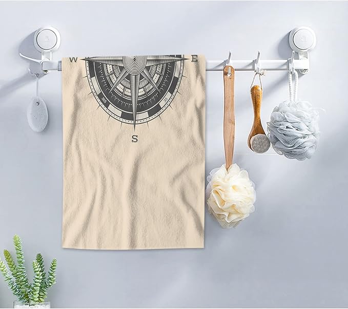 AOYEGO Compass Microfiber Towels Nautical Wind Rose Vintage Compass for Ocean Sailing Sea Bath Towels Kitchen Hand Towels for Women Men Girls Boys 15x30 Inch