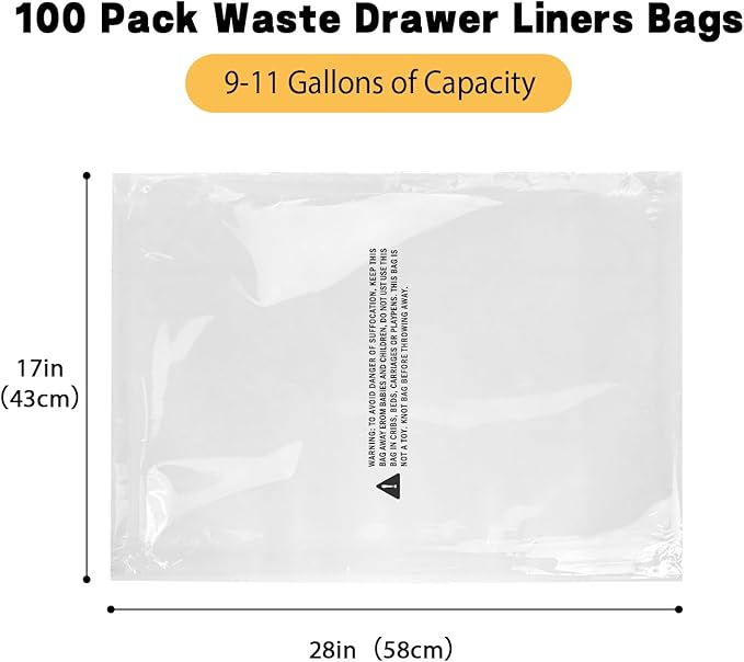 100 Count Waste Litter Robot Bags,Cat Litter Box Liner Bags Compatible with Litter Bag Robot 3 4 Waste Bags,9-11 Gallons,Cat Litter Automatic robot Liner Bags