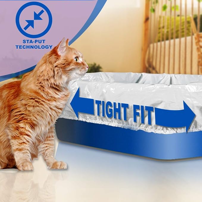 Alfapet Kitty Cat Pan Disposable, Elastic Sifting Liners- 5-Pack + 1 Solid Transfer Liner -for Large, X-Large, Giant, Extra-Giant Size Litter Boxes- with Easy Fit Sta-Put Technology - Pack of 2