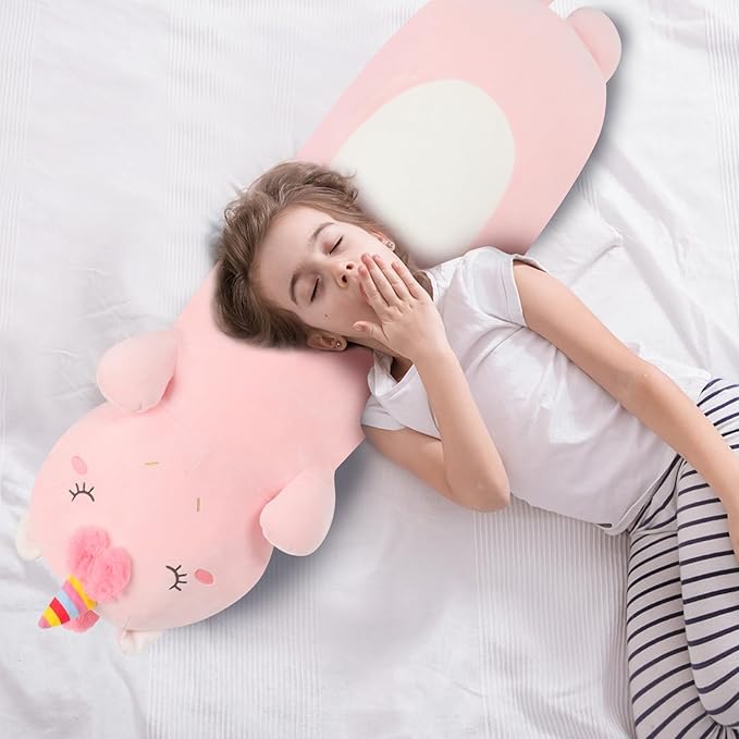 36” Long Unicorn Plush Body Pillow, Kawaii Cute Pink Unicorn Stuffed Animals, Hugging Squishy Pillow Soft Plushies Toys, Gifts for Girls Boys Kids Birthday Easter