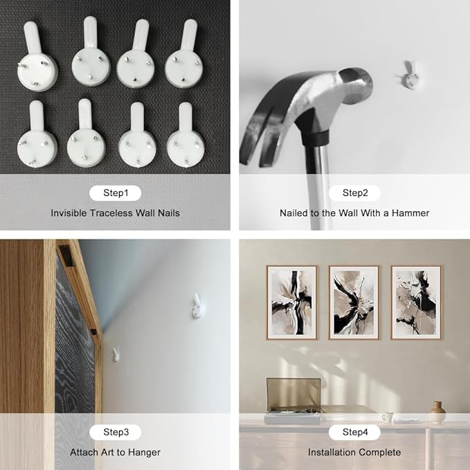 Abstract Black Brown Framed Canvas Wall Art Set, Beige Black Shapes Wall Decor, Neutral Color Block Wall Painting, Minimalist Brush Stroke Art Prints for Living Room, Bedroom, Office 16"x24"x3