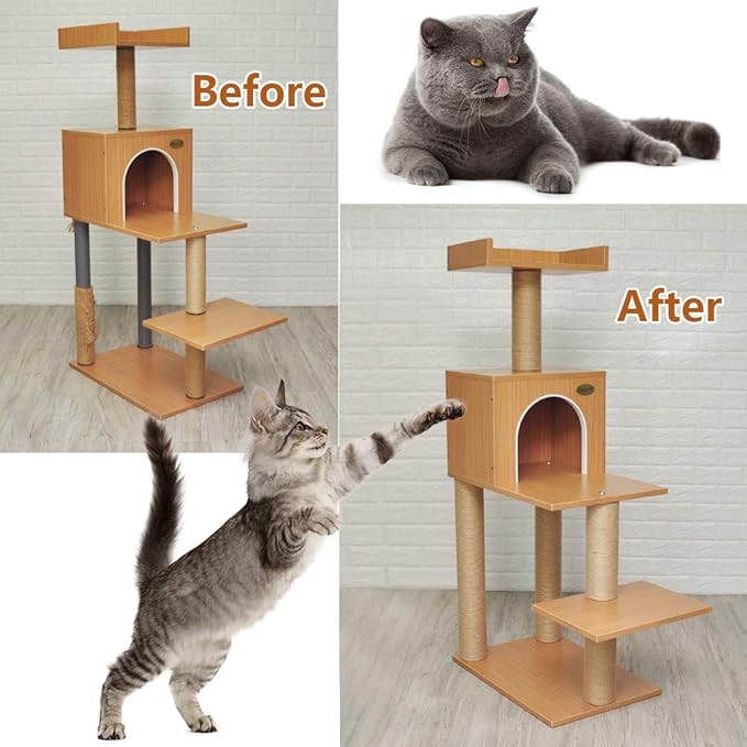 Sisal Rope 6mm for Cat Scratcher Repair and Replace Cat Scratching Post, DIY Scratching Furniture - Cat Tree, Scratch Carpet & Mat, Cat Kicker Toys, Black 98ft/30m