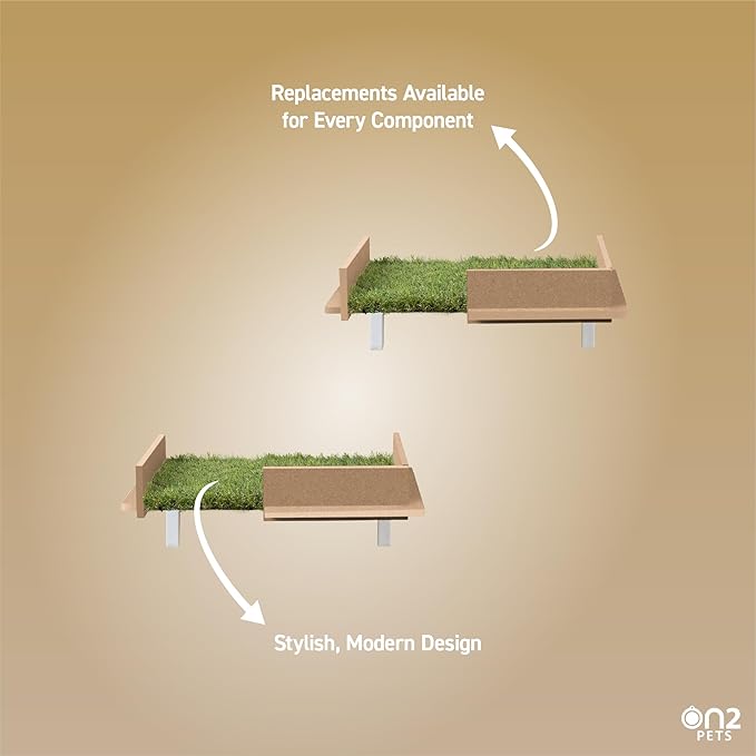 On2 Pets Cat Shelves Wall-Mounted Cat Trees Cat Furniture for Climbing, Playing and Relaxing, Set of 2, Indoor Cat Shelf Made in USA… (Zen Green, Box)