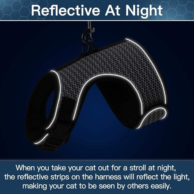 PUPTECK Soft Mesh Cat Vest Harness and Leash Set Puppy Padded Pet Harnesses Escape Proof for Cats Small Dogs