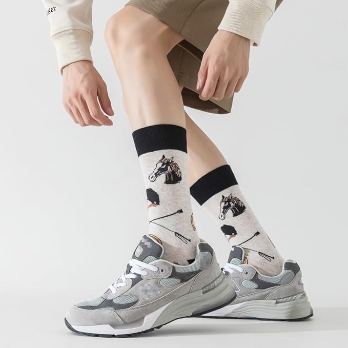 5 Pairs Cute Animal Crew Socks Fun Casual Cotton Calf Socks for Women