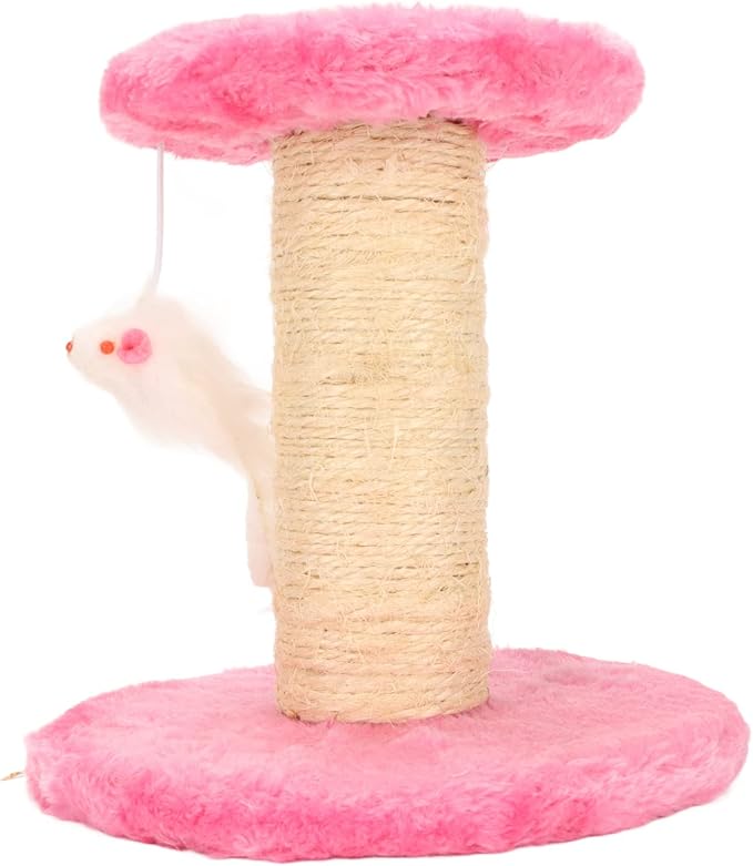 Cat Scratching Post, Grinding Claws 2 Layers Soft Plush Cat Tree Stable for Indoor (Pink)