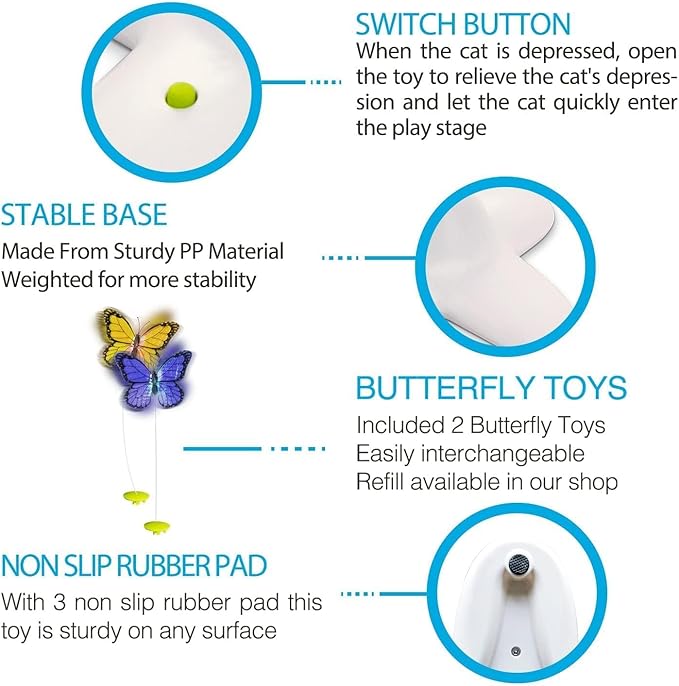 ALL FOR PAWS Cat Interactive Toys for Indoor Cats Kitten Wand Toy, Fluttering Butterfly, Cat Fun Playing Toys Kitten Toys (Flutter Bug)
