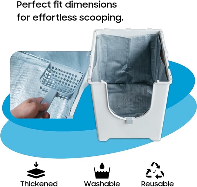 2 Pack Litter Box Liners F Compatible with Modkat Flip Litter Box Liner Type F, Reusable Liner Type-F with Carrying Handles