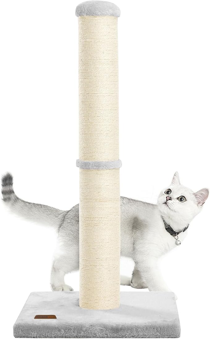34inch Cat Scratching Post with Natural Sisal Rope 4.3Inch Large Diameter Scratcher Post Tree for Indoor Cats Grey
