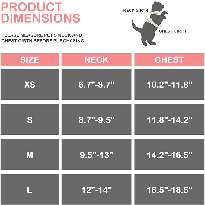 MoNiBloom Soft Cat Harness for Walking Escape Proof and Travel, Kitten Adjustable Breathable Vest Harness - Pink, L