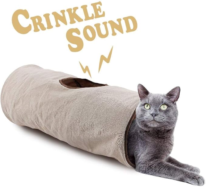 ALL FOR PAWS Cat Toys Cat Tunnel and Cat Cube Collapsible Kitten Indoor Toys (Classic Comfort)